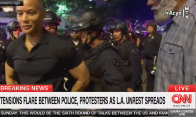 CNN Reporter Detained Live on Air by LA Riot Police Amid Immigration Protests CNN national correspondent Jason Carroll Nick Stern BBC Laura Coates Lauren Tomasi of Australia’s 9News ICE Trump LA Riot Police